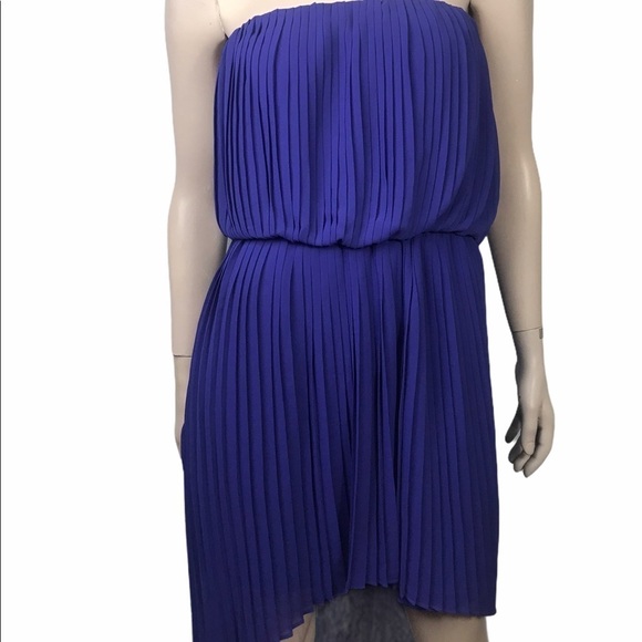 BCBG Generation Blue Pleated High Low Strapless Dress Women's Medium - Picture 3 of 9